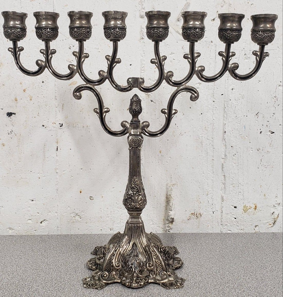 Vintage Candelabra ornate floral silver plated 8 Candel Holder 13" H