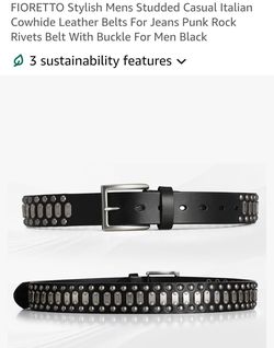 Fioretto Men's Studded Black Leather Belt