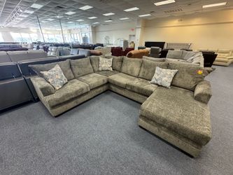 Grey Fabric sectional with Chase