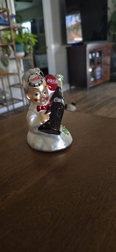 Three 2003 Coca-Cola Spirit Boy With Bottle Blown Glass Ornaments