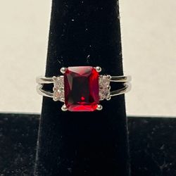 Ruby And Silver Women’s Ring
