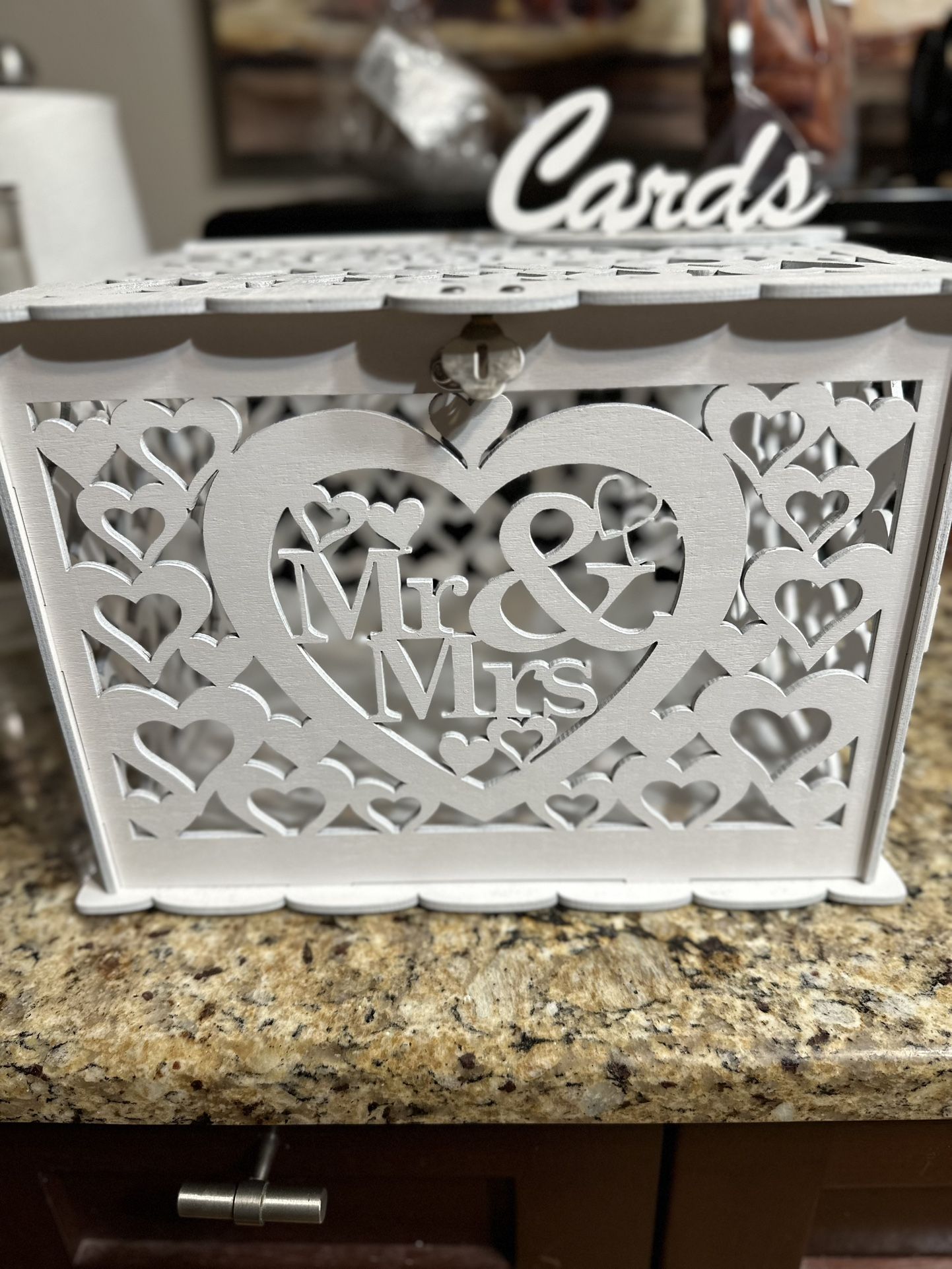 White Wooden Mr. & Mrs. Card and Gift Box