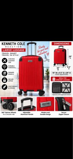 Kenneth Cole Reaction Large 29” Checked Luggage – Red