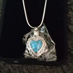 Anavia Cremation Turquoise Heart Necklace 