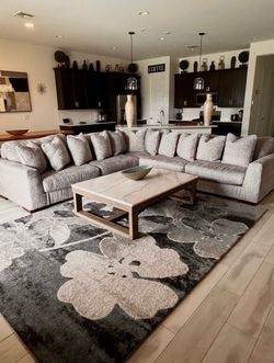 Six piece sectional light gray with coffee table