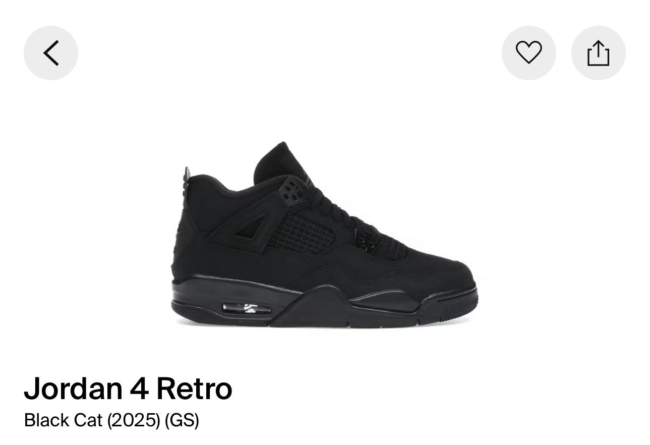 Jordan 4 Retro Black Cat (2025) (GS)