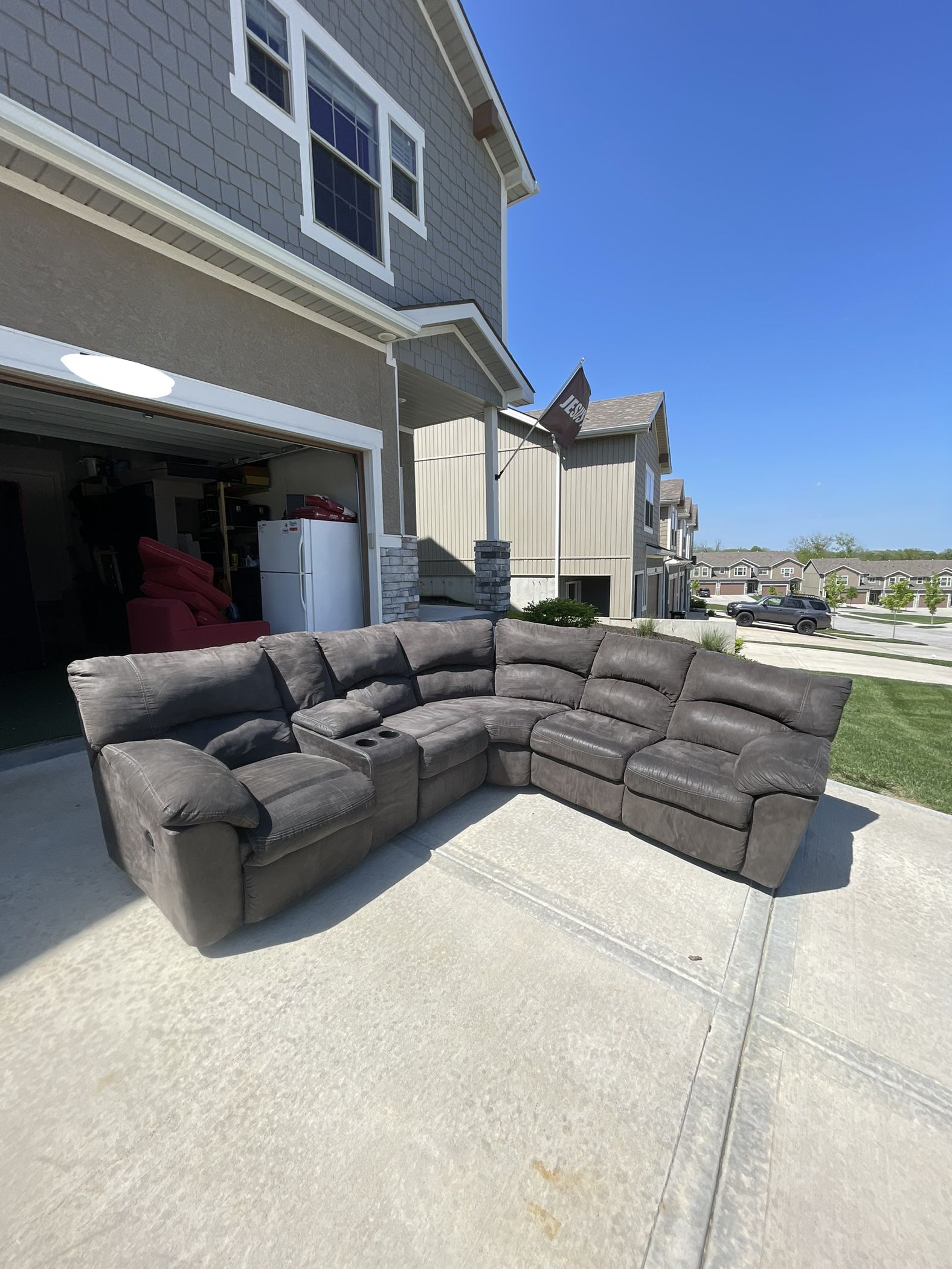 Gray Recliner Sectional Sofa Couch