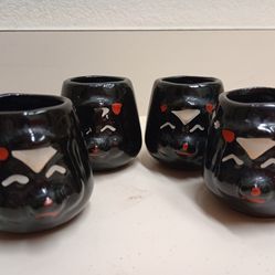 Vintage Redware Skunk Sake Miniature Cups Set of 4 *20.00 Firm*