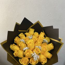 25 Yellow rose bouquet