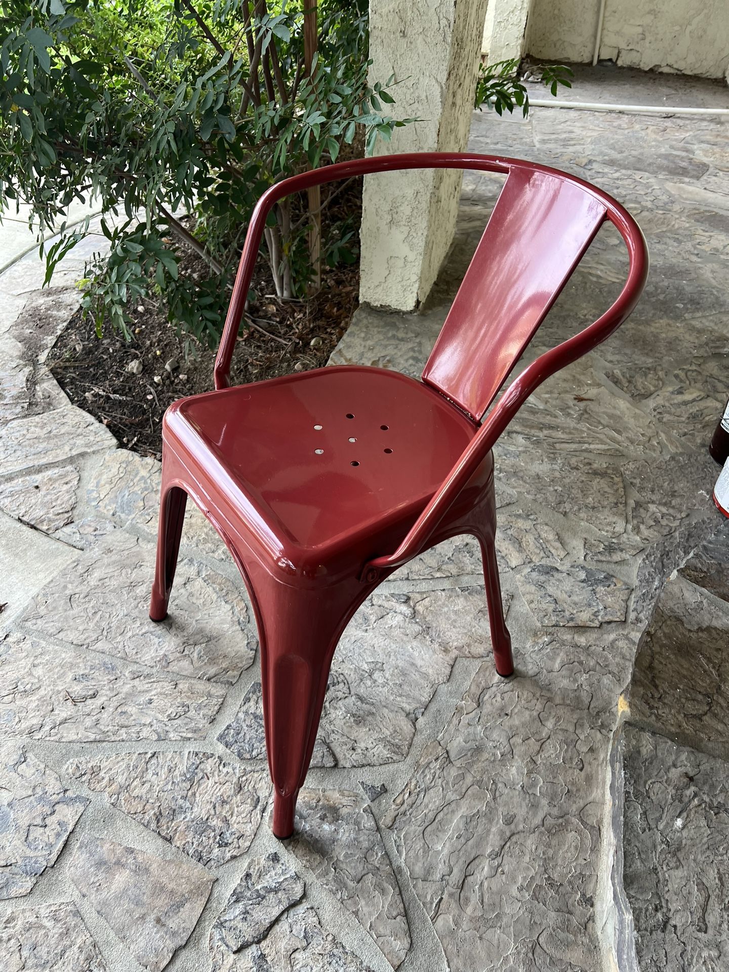 Red metal chair