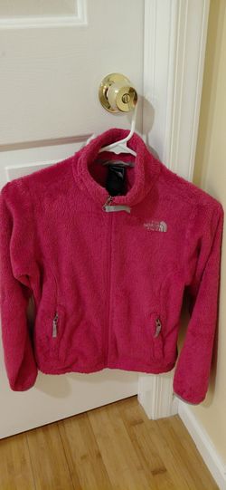 Girls pink north face jacket and green shirt size Medium (10-12)