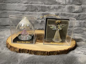 2 Hand Spun Glass Christmas Tree Ornaments 