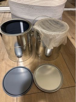 2 Empty 1-Gallon Metal Paint Cans with Lids and 1 Strainer Filter
