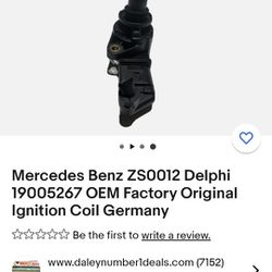 Mercedes Benz ZS0012 Delphi 1(contact info removed) OEM Factory Original Ignition Coil Germany

( 8 Pieces)