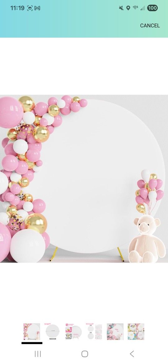 7.2FT Round Backdrop Cover White Round Arch Covers with Buckles Polyster Circle Balloon Arch Stand Arch Backdrop Cover for Wedding Birthday Pa