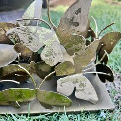 Beautiful Gold Tone Metal Candle Holder, Lots Of Butterflies, 28” T x 6”W x 8” T,  $28