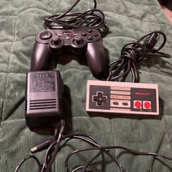 Nintendo Power plug , Nintendo Controller, And PlayStation Controller 