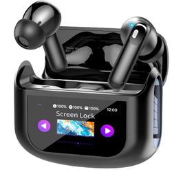 Touch Screen Wireless Earbuds, Bluetooth 5.4 Ear Buds with Multifunctional with ENC Noise Cancelling MicClear Calls Earphones, 48H Bass Stereo 