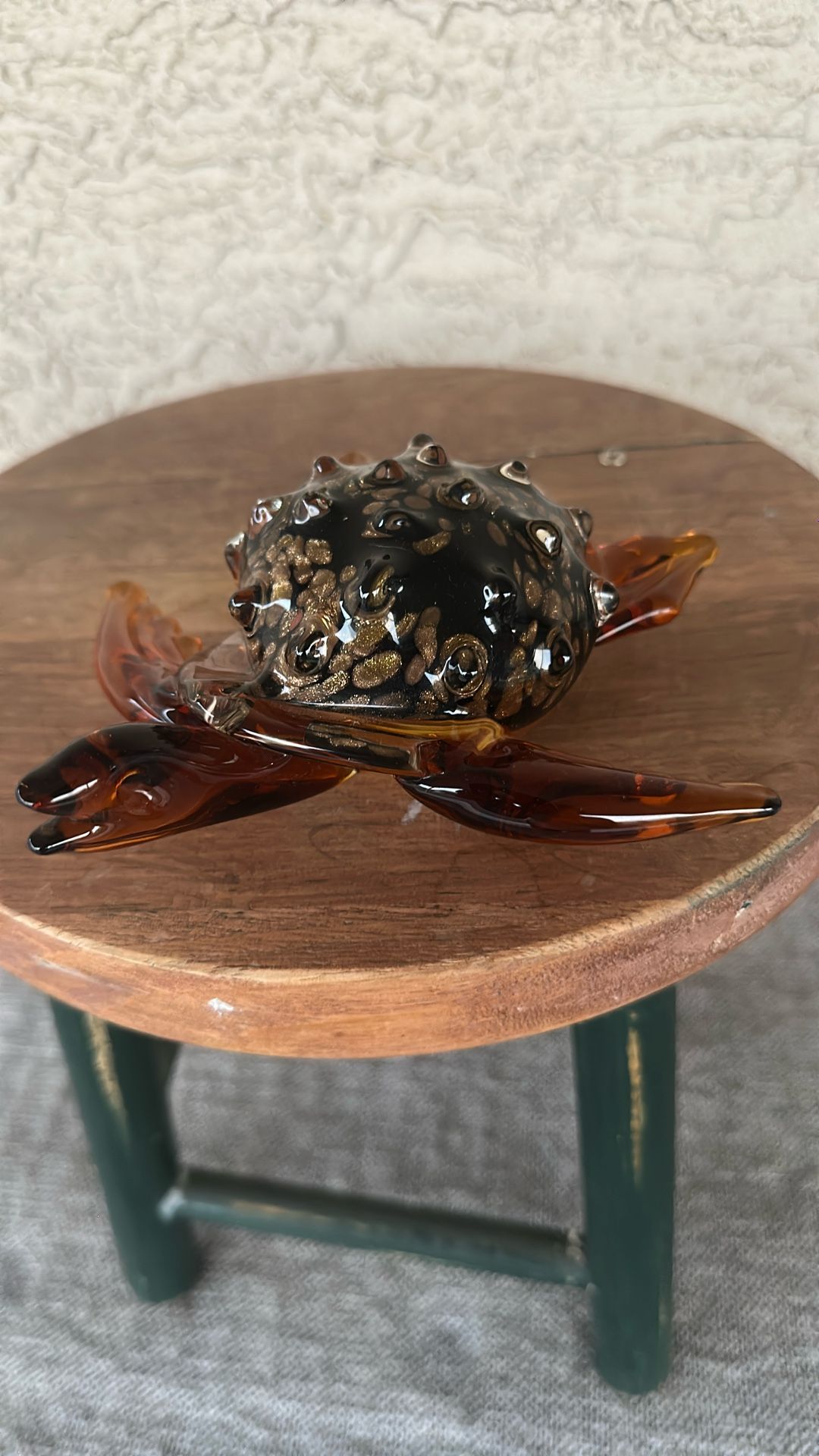 Hand Blown Spiny Glass Sea Turtle Figurine Paperweight Home Decor Display