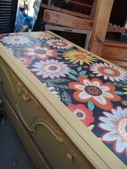 Spring Flower Vintage Wood Dresser 