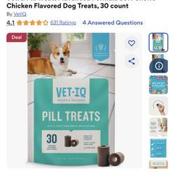 VetIQ Pill Treats Advanced Formula Soft Chews Chicken Flavored Dog Treats, 30 count