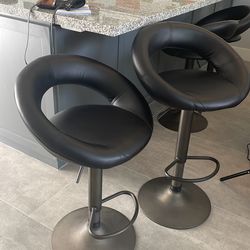 Black leather bar stools