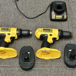 Dewalt Drills, Batteries, Charger 