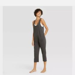 Colsie Jumpsuit Womens Fleece Sleeveless Gray Lounge Playsuit XS Extra Small