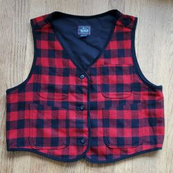 Womens Woolrich Buffalo plaid wool vest