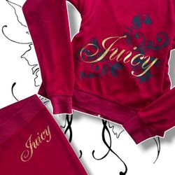 Vintage Y2K Juicy Couture Tracksuit (Hot Pink/Multicolor) - SIZE L