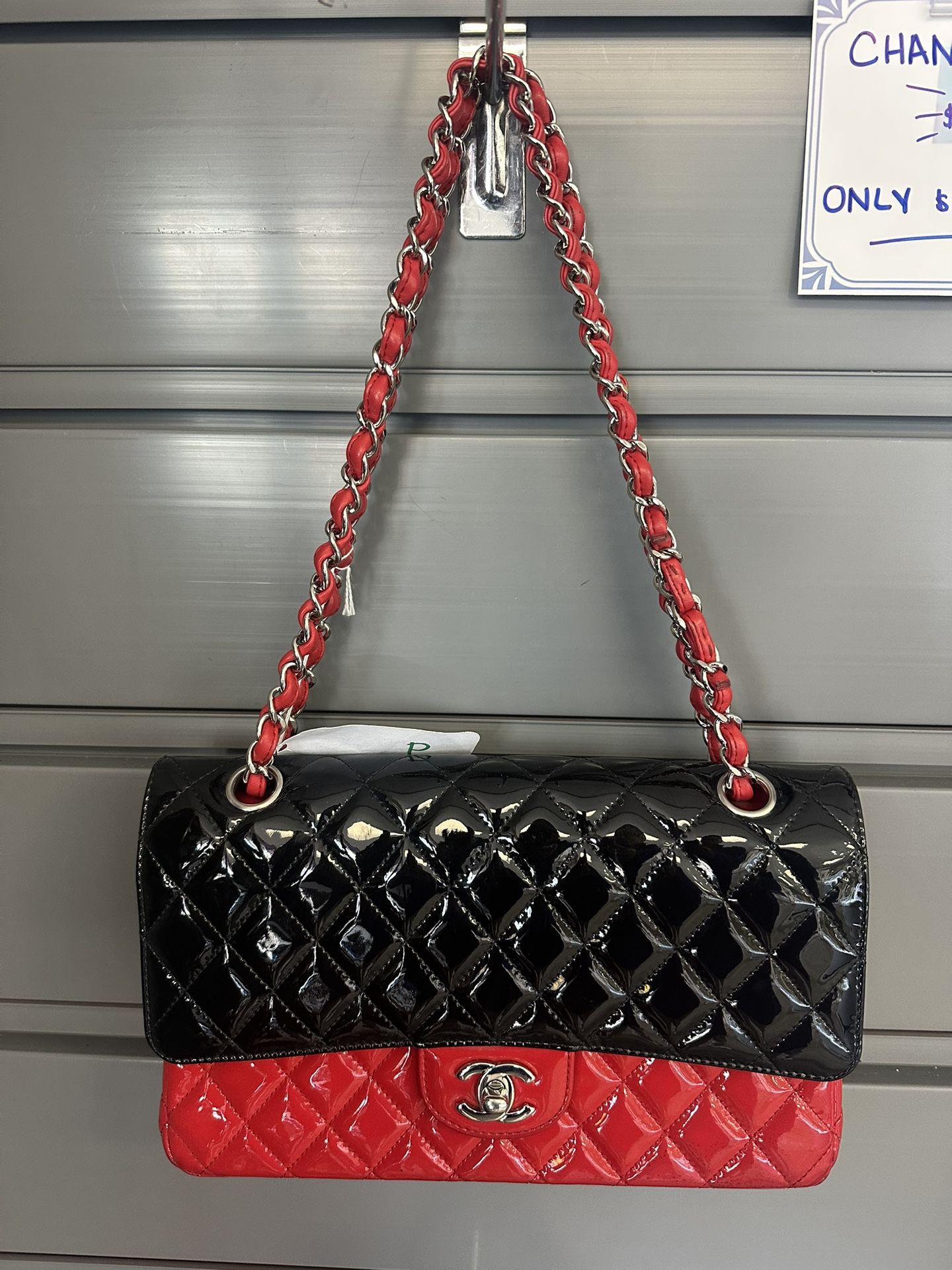 Chanel Red And Black Leather Medium Handbag