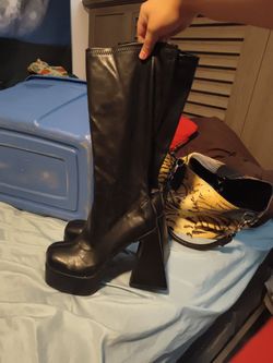 9 inch platform boots, size 8