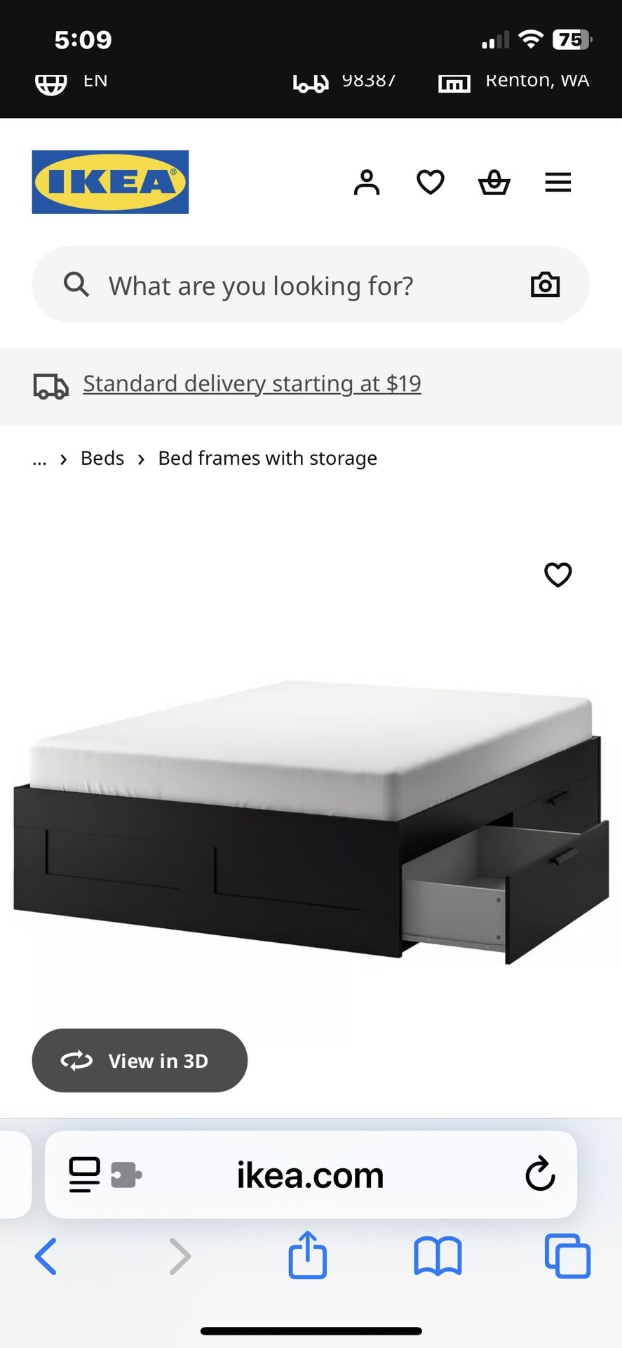 IKEA Brimnes Queen Size Bed Frame with Storage