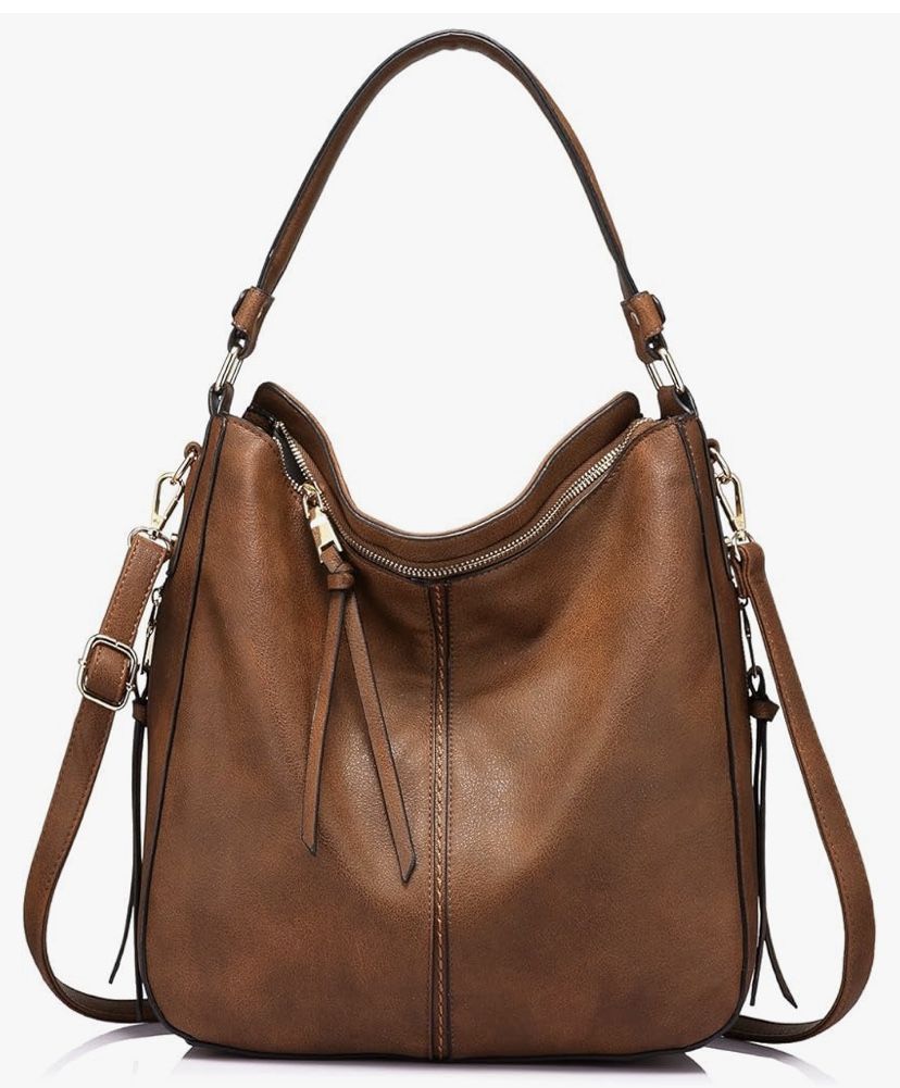 Realer Hobo Crossbody Bags for Women Designer Faux Leather Hobo Handbags Retro Large Size Shoulder Bag Bucket Purse