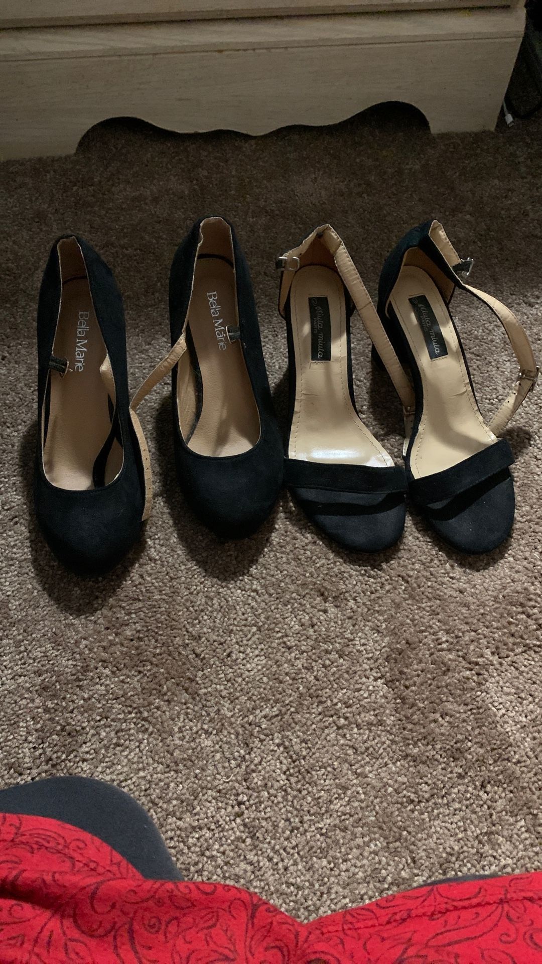 Black Suede High Heel Shoes , Size 6 