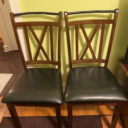Set Of Crossback Chairs 🪑 With Leather Seat Cushions 