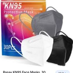 Rasav KN95 Face Masks, 30 Pack Comfortable 5 Layer Cup Dust Safety Mask, Protection KN95 Masks With Elastic Ear Loops