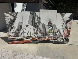 Large New York Broadway Multi Panel Canvas Print 48x24 inches