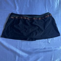 Black micro mini skirt with multicoloured waistband