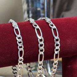 925 Sterling Silver Fígaro Style Bracelets 7-1/2 - 8-1/2 - $50/each