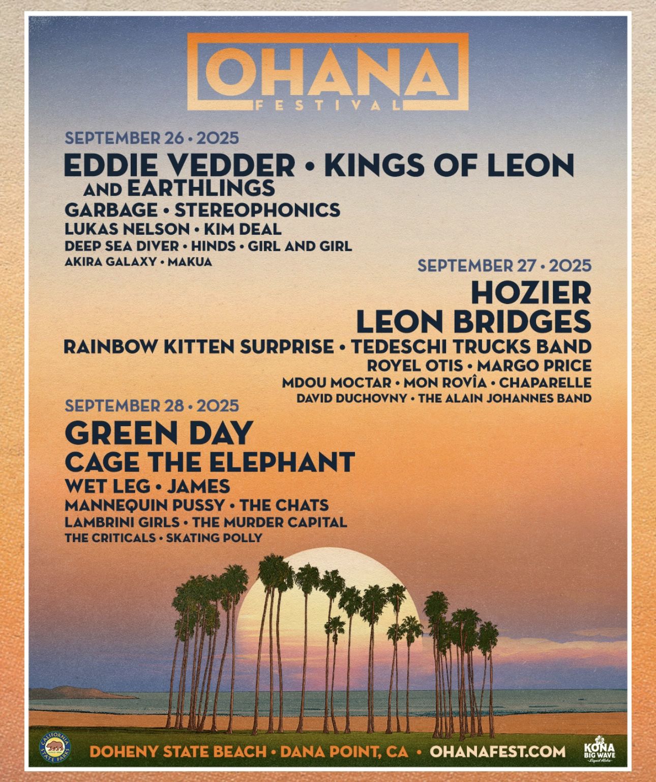 TWO 3 Day Ohana Festival In Dana Point! GREEN DAY, HOZIER AND MORE