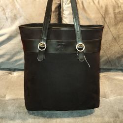 VINTAGE GIVENCHY PARFUMS 4G LOGO BLACK SUEDE & SMOOTH LEATHER TOTE / SHOULDER BAG