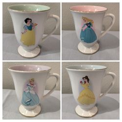 Set Of 4 Vintage Disney Pedestal Princess Cups