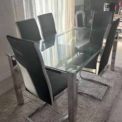 Glass Dinning Table Chairs Include