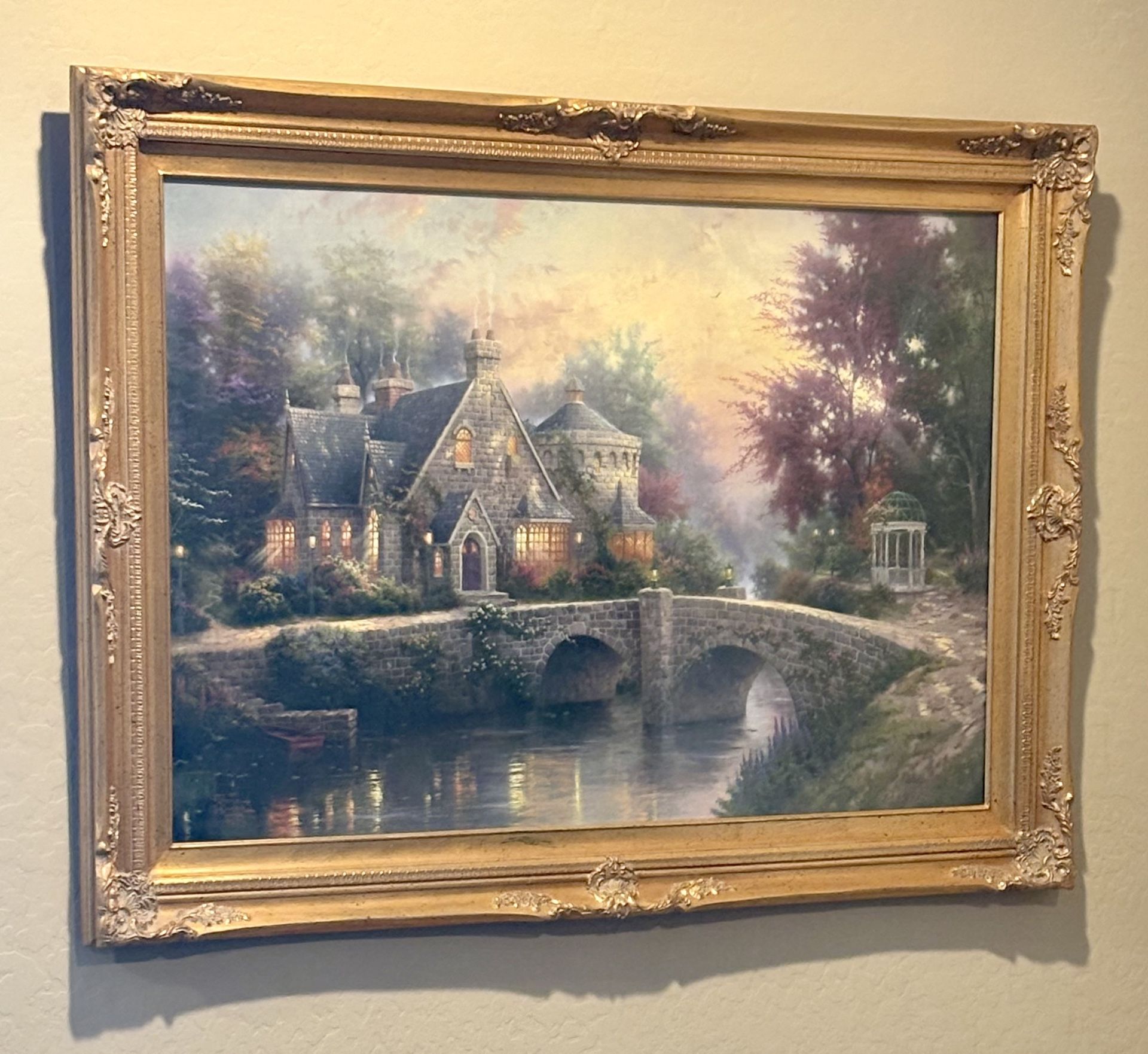 Large Thomas Kinkade Lamplight Manor Limited Edition Certificate Of Limitation And Authenticity