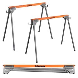 DOVAMAN DSS01A Saw Horse, Lightweight Work Horse with Folding Legs, 2x4 Brackets  Anti-Slip Pad, Protable Saw Horse 2 Pack, Sturdy Work Bench for DIY,
