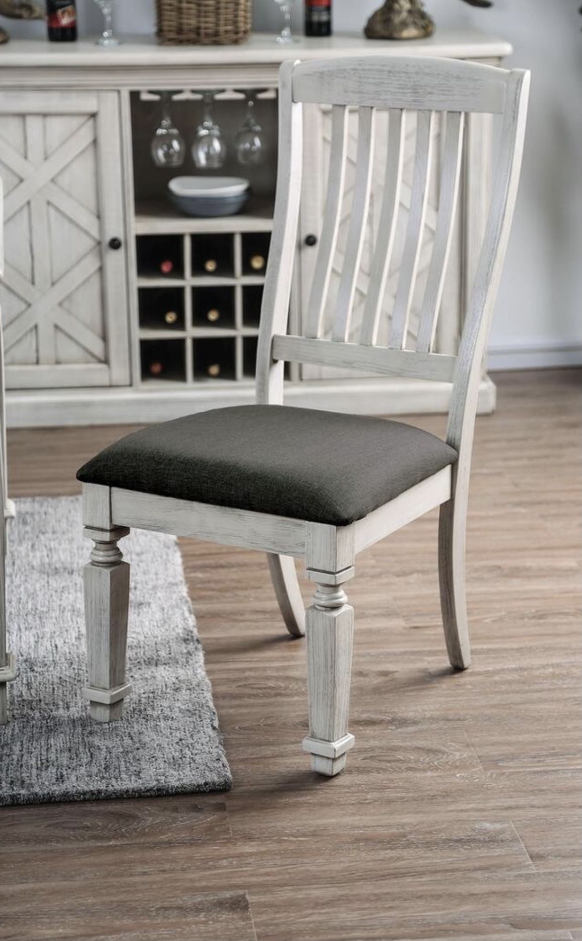 Dave Antique White Cushioned Farmhouse Dining Chair (Set of 4)