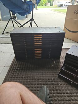 3 Vtg C. & E. Marshall Co Watch Parts Metal Cabinet Watchmaker 6 Drawers Chest Box