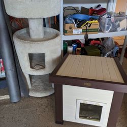 Cat Supplies. Cat Tree. Cat House With 2 Flap Doors. Bed