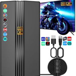 TV Antenna for Smart TV, 1800+ Miles Range, Indoor/Outdoor Antenna for Local Channels, Supports 4K 1080p HD, Amplified Signal Booster, 33FT Coax Cable
